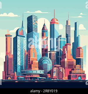 City landscape with modern buildings at the sunset Stock Vector Image ...