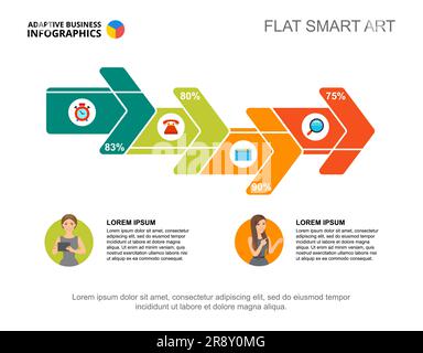 Four arrows percentage chart template for presentation Stock Vector