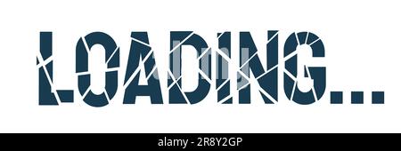 Mosaic dark-glass shards monochrome loading text Stock Vector