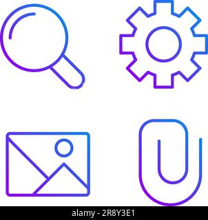 Website elements pixel perfect gradient linear vector icons set Stock Vector