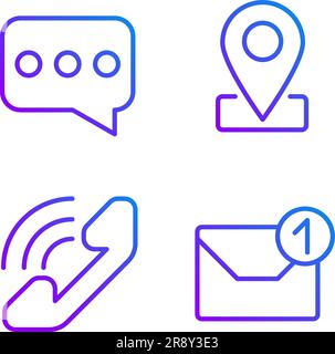 Communication channels pixel perfect gradient linear vector icons set Stock Vector