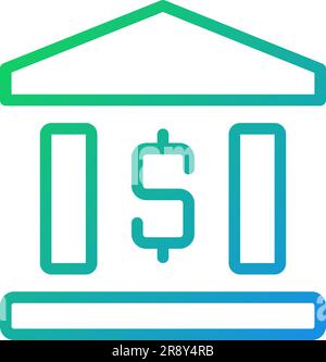 Bank building pixel perfect gradient linear vector icon Stock Vector