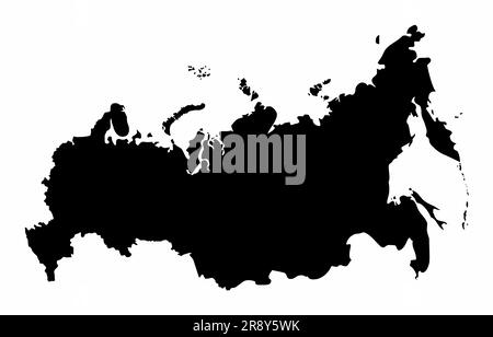 Russia map silhouette isolated on white background Stock Vector