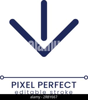 Move downward pixel perfect linear ui icon Stock Vector