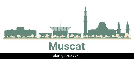 Abstract Muscat Oman City Skyline with Color Buildings. Vector Illustration. Business Travel and Tourism Concept with Modern Architecture. Stock Vector