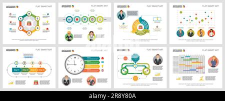 Colorful management or planning concept infographic charts set Stock Vector
