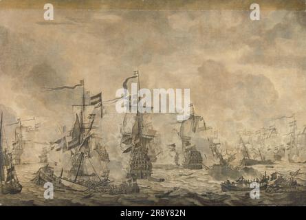 Battle between the Dutch and Swedish Fleets, in the Sound, 8 November 1658, 1665. Stock Photo