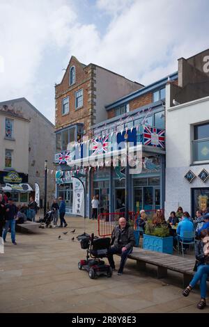 The Winking Willy fish and chip shop at Scarborough during the coronation bank holiday weekend Stock Photo