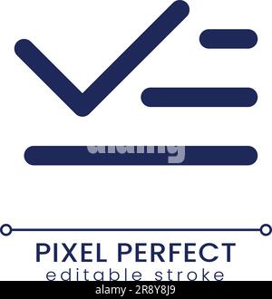 List and checkmark pixel perfect linear ui icon Stock Vector