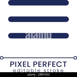 Hamburger menu pixel perfect linear ui icon Stock Vector