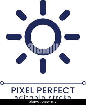 Brightness pixel perfect linear ui icon Stock Vector