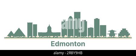 Abstract Edmonton Canada City Skyline with Color Buildings. Vector Illustration. Business Travel and Tourism Concept with Modern Architecture. Stock Vector
