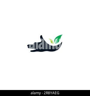 Hand Dog logo. Leaf Dog Logo Design Stock Vector