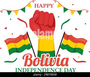 Bolivia Independence Day Vector Illustration on 6 August with festival ...