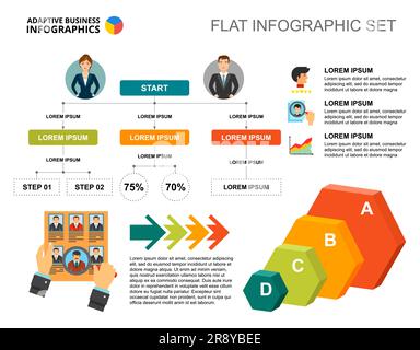 Recruitment flowchart template for presentation Stock Vector