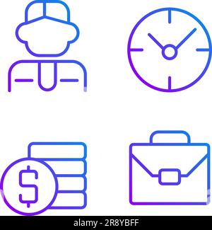 Business and management pixel perfect gradient linear vector icons set Stock Vector