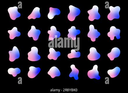 Set of vector holographic fluid, liquid shapes. Stock Vector