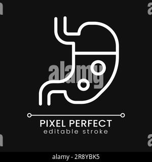 Stomach pixel perfect white linear icon for dark theme Stock Vector