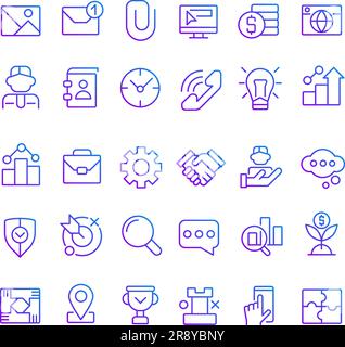 Business pixel perfect gradient linear vector icons set Stock Vector