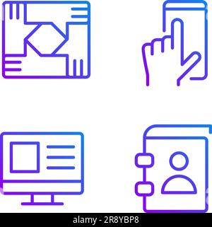 Business processes pixel perfect gradient linear vector icons set Stock Vector
