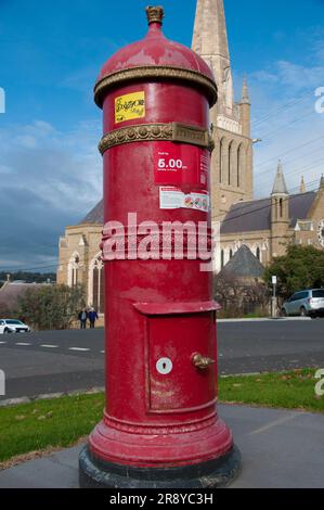Historic pillar-style mail box in the goldfields city of Bendigo, Victoria, Australia Stock Photo