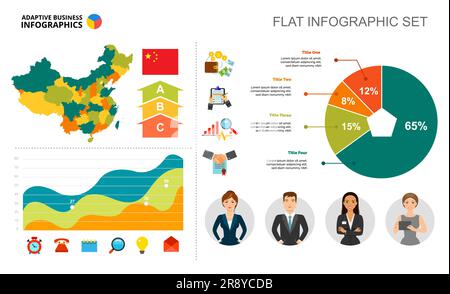 Financial area and pie chart template for presentation Stock Vector