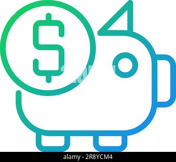 Piggy bank pixel perfect gradient linear vector icon Stock Vector