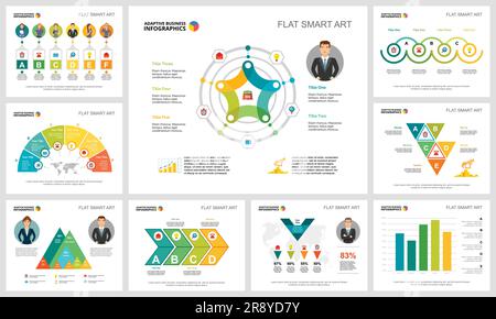 Colorful statistics and logistics infographic charts set Stock Vector