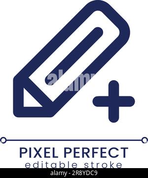 Pencil and plus pixel perfect linear ui icon Stock Vector