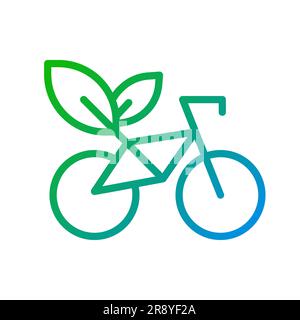 Bicycle with leaves pixel perfect gradient linear vector icon Stock Vector