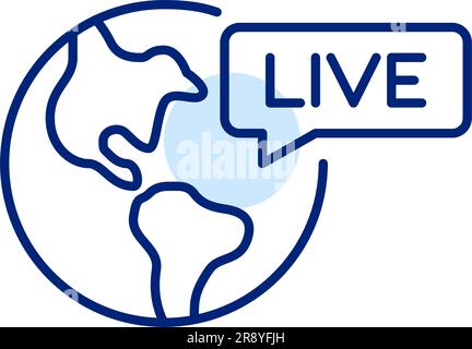 International live translation. Planet Earth and message. Pixel perfect, editable stroke Stock Vector