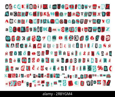 Sticker Vector Ransom Note- Cut Paper Letters, Numbers, Symbols