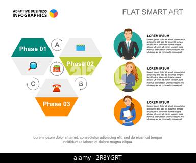 Three phases financial process chart template for presentation Stock Vector
