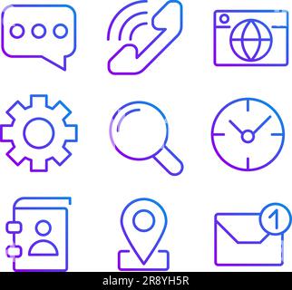 Business communication pixel perfect gradient linear vector icons set Stock Vector