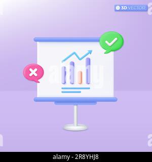 White board for presentation and projector stand icon symbol. Equipment for conferences and marketing strategy, Business concept. 3D vector isolated i Stock Vector