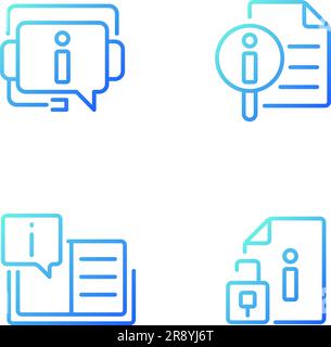 Client information support pixel perfect gradient linear vector icons set Stock Vector