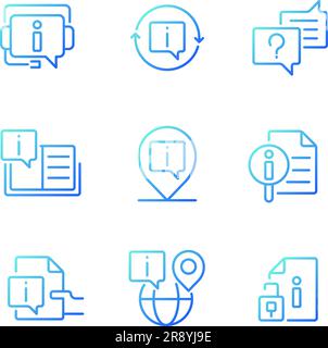 Frequently asked questions pixel perfect gradient linear vector icons set Stock Vector