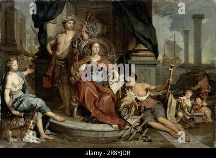 Apotheosis of the Dutch East India Company (Allegory of the Amsterdam Chamber of Commerce of the VOC), 1702-1746. Stock Photo