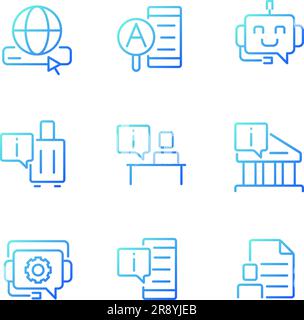 Technical support pixel perfect gradient linear vector icons set Stock Vector