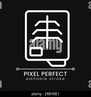 Radiography test pixel perfect white linear icon for dark theme Stock Vector