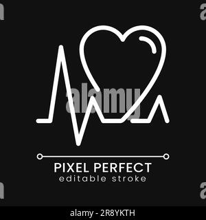 Cardiology pixel perfect white linear icon for dark theme Stock Vector