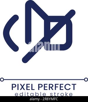 Mute sound pixel perfect linear ui icon Stock Vector
