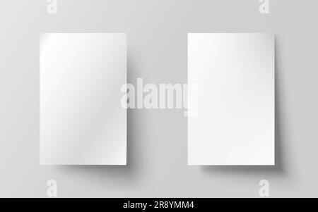 Two white sheets of paper on a gray background. Vector Stock Vector