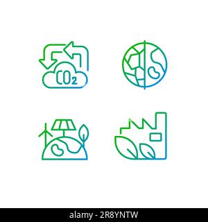 Global nature protection pixel perfect gradient linear vector icons set Stock Vector