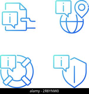 Safe information service pixel perfect gradient linear vector icons set Stock Vector