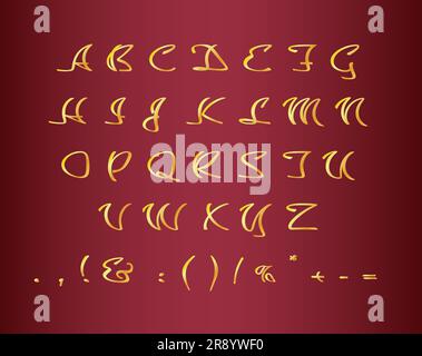 Gold creative alphabet set for dark theme Stock Vector