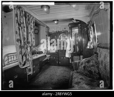 Interior of S.S. Prinzessin Victoria Luise, a stateroom, between 1900 and 1910. The 'Prinzessin Victoria Luise' German passenger ship of the Hamburg-America Line, credited with having been the first purpose-built cruise ship, launched in 1900. Stock Photo