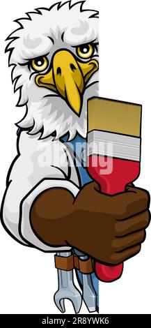 Eagle Painter Decorator Holding Paintbrush Stock Vector