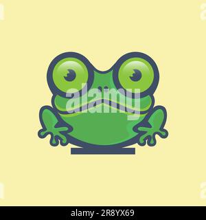 cute frog smile sitting. cartoon animal nature concept Isolated illustration. Flat Style suitable for Sticker Icon Design.EPS 10 Stock Vector