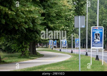 Zagreb, Croatia. 23rd June, 2023. Scenery of Jarun Lake is seen during hot day in Zagreb, Croatia on June 23, 2023. Photo: Igor Kralj/PIXSELL Credit: Pixsell/Alamy Live News Stock Photo